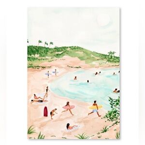 Beach surf scene on canvas